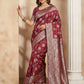 Anaita Maroon Silk Blend Woven Saree With Blouse