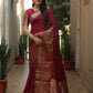 Lorenvalley Premium Pure Handmade Bandhej Kanjivaram silk saree with Zari Weaving Rich Pallu saree - Maroon - Swadesiicart