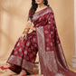 Anaita Maroon Silk Blend Woven Saree With Blouse