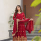 Lorenvalley Fashion Maroon Faux Georgette with Zari & Sequins Embroidered Work Anarkali Gown with Dupatta - Swadesiicart