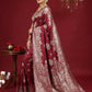 Anaita Maroon Silk Blend Woven Saree With Blouse