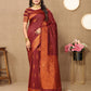 Lorenvalley Fashion Maroon Soft Silk Copper Zari weaving Design Saree - Swadesiicart