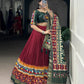 Lorenvalley Fashion Maroon Tasar Silk Print with Foil Work and Real Mirror Gamthi Work with Lace Touch Up Lehenga Choli with Dupatta | Swadesiicart