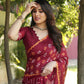 Anaita Maroon Woven Design Pure Bandhej Silk Saree With Blouse
