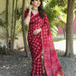 Anaita Maroon Woven Design Pure Bandhej Silk Saree With Blouse