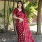 Anaita Maroon Woven Design Pure Bandhej Silk Saree With Blouse