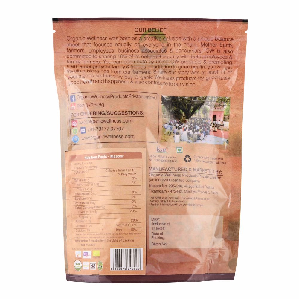 Organic Wellness Masoor Dal Split - Swadesiicart