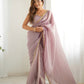 Lorenvalley Ready to wear Gold Crush Tissue Silk Fabric Fancy Boarder Premium Lace Work Predrapped Saree - Swadesiicart