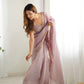 Lorenvalley Ready to wear Gold Crush Tissue Silk Fabric Fancy Boarder Premium Lace Work Predrapped Saree - Swadesiicart