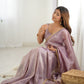 Lorenvalley Ready to wear Gold Crush Tissue Silk Fabric Fancy Boarder Premium Lace Work Predrapped Saree - Swadesiicart