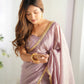 Lorenvalley Ready to wear Gold Crush Tissue Silk Fabric Fancy Boarder Premium Lace Work Predrapped Saree - Swadesiicart