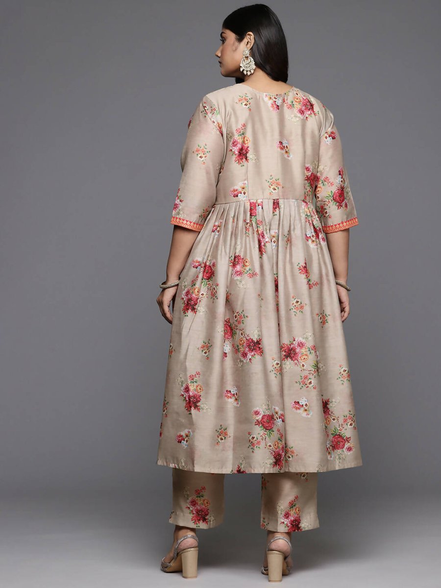 Ahalyaa Women's Traditional wear Kurta Set - Tan | Swadesiicart