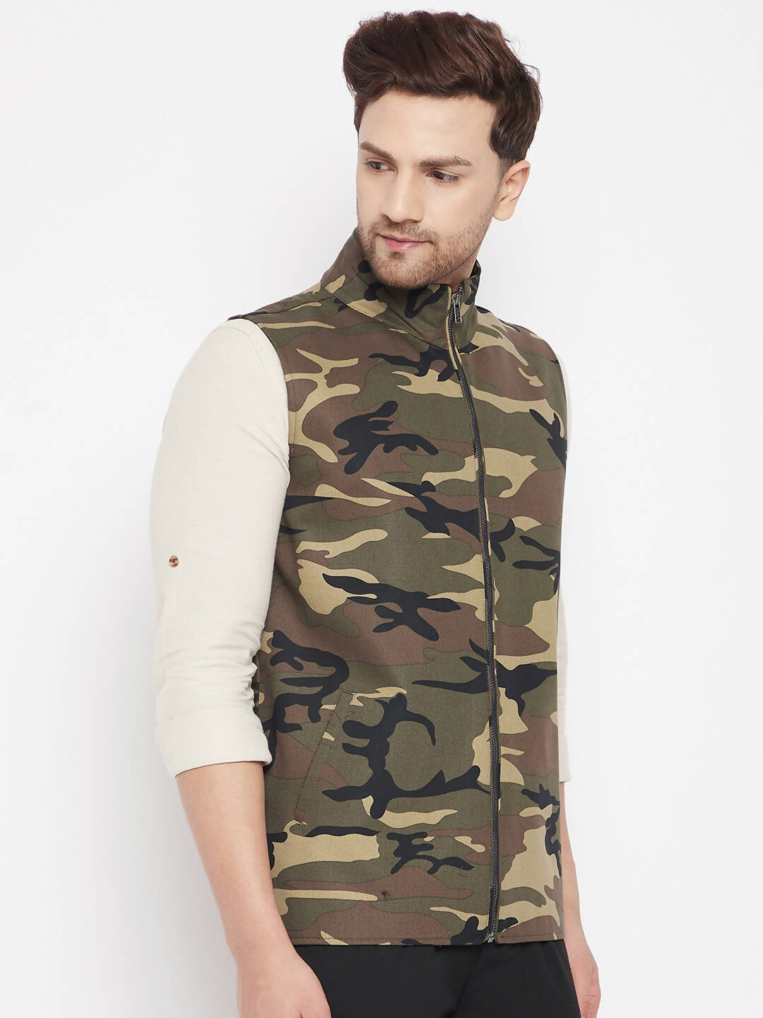 Even Apparels Multi Cotton Men Woven Nehru Jacket | Swadesiicart