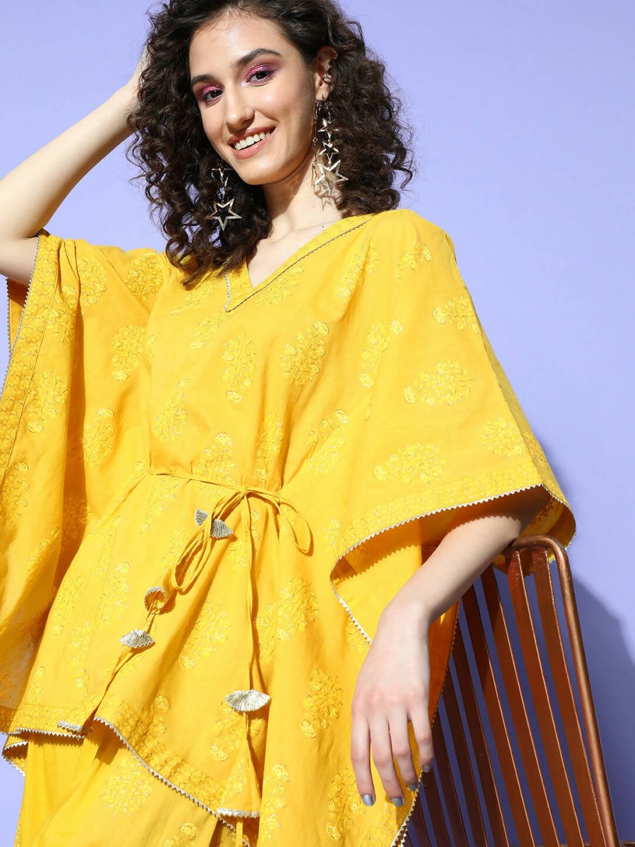 Ahalyaa Women's Traditional Wea Co-ods - Mustard | Swadesiicart