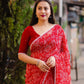 Red Poly Georgette Ethnic Motifs Saree with Unstitched Blouse - Hiral Fashion | Swadesiicart