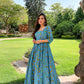 Jyoti Fashion Women's Turquoise Heavy Digital Printed Cotton Silk Anarkali Dress | Swadesiicart