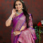 Lorenvalley Fashion Purple Soft Silk Woven Design Zari Weaving Saree - Swadesiicart