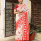 Shree Shyam Fashion White & Red Linen Cotton Saree