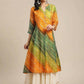 Indian Clothing Varanga Mustard Yellow & Green Bandhani Dyed Anarkali Kurta - Swadesiicart