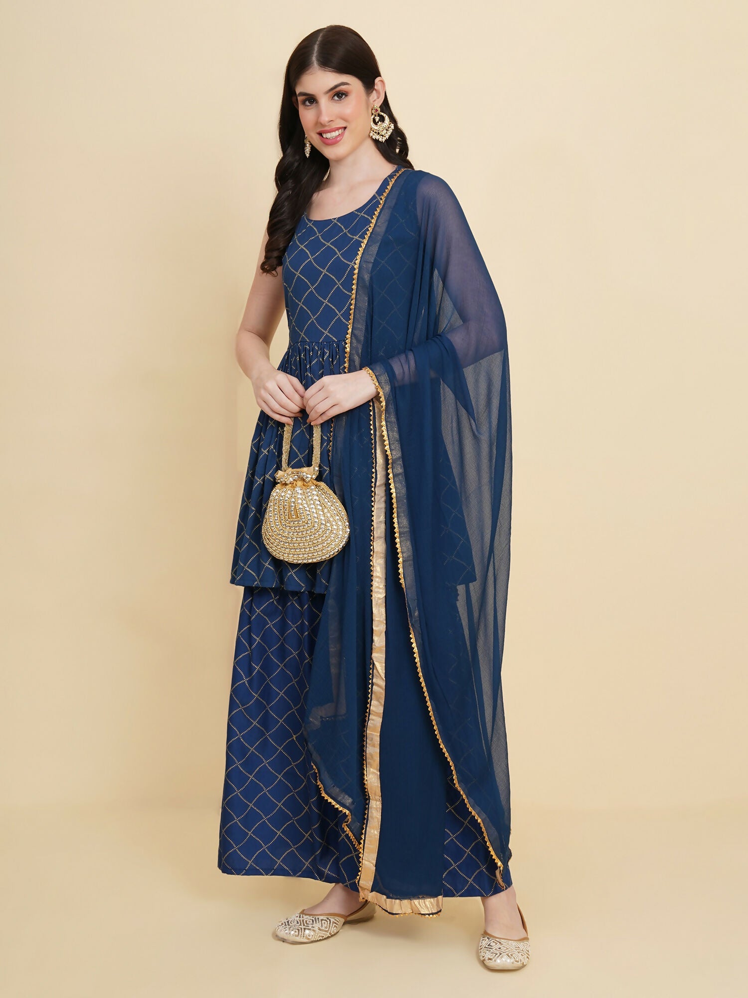 Designer Stylish Blue cotton Stitched Suit With Dupatta - Tanisha | Swadesiicart