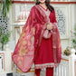 Miravan Women's Embroidered Pure Silk Red Kurta with Palazzo and Dupatta - Swadesiicart