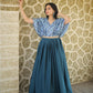 Jyoti Fashion Women's Teal Printed with Sequins Chinon Anarkali Dress | Swadesiicart