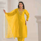 Ethnic Festive Wear Viscose Chanderi Yellow Stitched Suit With Dupatta - Tanisha | Swadesiicart