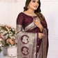 Anaita Dark Brown Banarasi Silk With Beautiful Gala Weaving Saree With Blouse | Swadesiicart