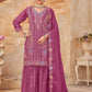 Anaita Magenta Vichitra Silk Readymade Palazzo Suit with Embroidery & Lace Work