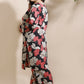 Breathables Black Floral Print Cotton Long Kurta Co-Ord Set Cotton