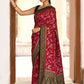 Joban Fashion Hot Pink Crepe Chiffon Pure Handloom Banarasi Silk Saree | Swadesiicart