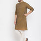 Even Apparels Brown Pure Cotton Men's Kurta With Band Collar | Swadesiicart