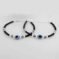 VOJ Set of 2 Evil Eye Black with Flower Shaped Beads Anklet - Swadesiicart
