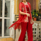 Janasya Maroon Georgette Solid Top Bottom Cape | Swadesiicart