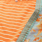 Ahalyaa Women's Orange Crepe Gold Print Top Skirt With Printed Jacket | Swadesiicart