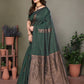 Vedant Vastram Litchi Silk Banarasi Silk Saree - Bottle Green | Swadesiicart