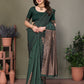 Vedant Vastram Litchi Silk Banarasi Silk Saree - Bottle Green | Swadesiicart