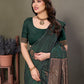 Vedant Vastram Litchi Silk Banarasi Silk Saree - Bottle Green | Swadesiicart