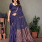 Vedant Vastram Litchi Silk Banarasi Silk Saree - Navy | Swadesiicart