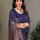 Vedant Vastram Litchi Silk Banarasi Silk Saree - Navy | Swadesiicart