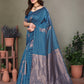 Vedant Vastram Litchi Silk Banarasi Silk Saree - Rama | Swadesiicart