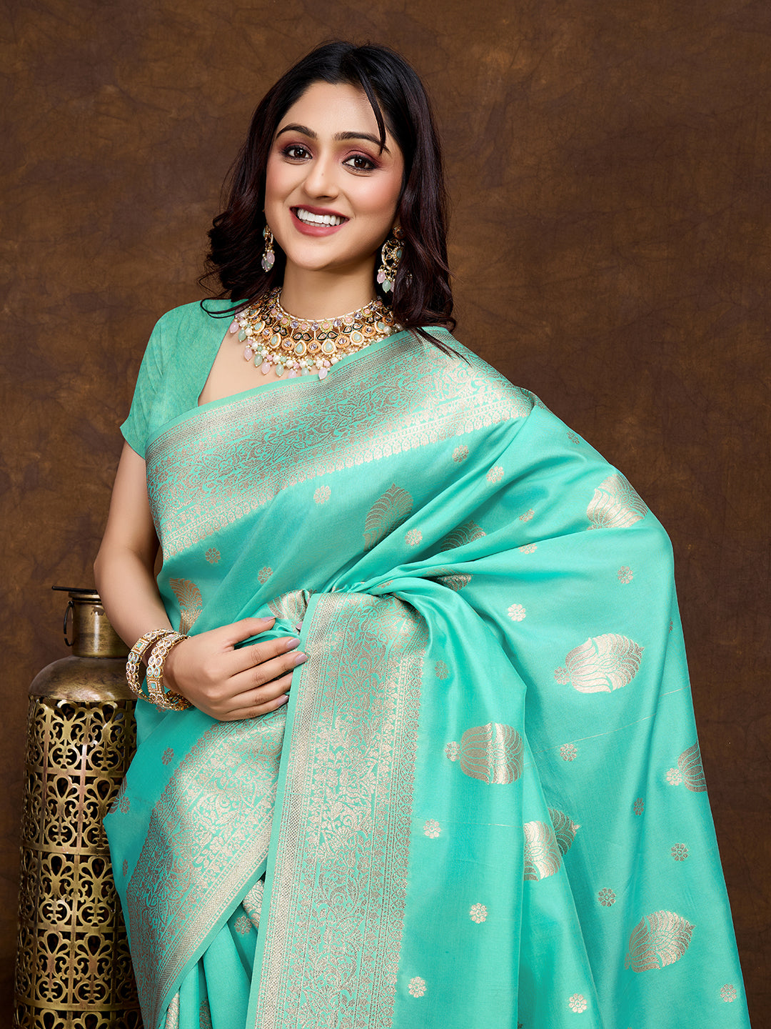 Vedant Vastram Banarasi Silk Fashion Saree - Seegreen | Swadesiicart