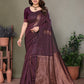 Vedant Vastram Litchi Silk Banarasi Silk Saree - Wine | Swadesiicart