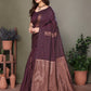 Vedant Vastram Litchi Silk Banarasi Silk Saree - Wine | Swadesiicart
