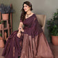 Vedant Vastram Litchi Silk Banarasi Silk Saree - Wine | Swadesiicart