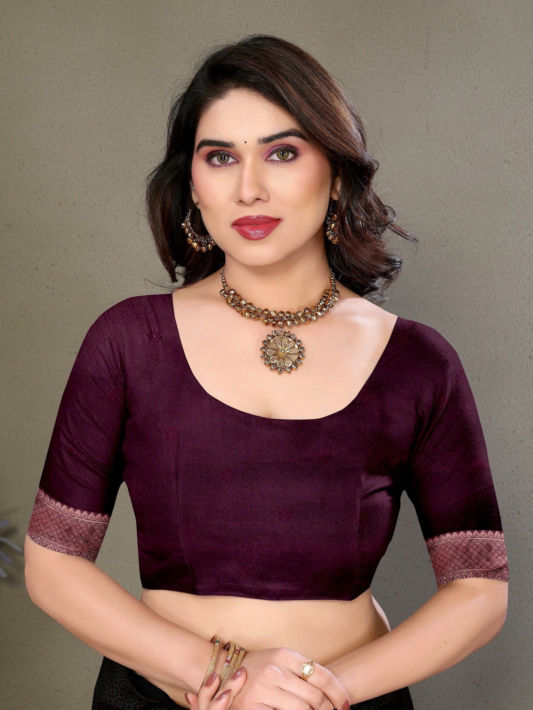Vedant Vastram Litchi Silk Banarasi Silk Saree - Wine | Swadesiicart