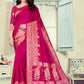 Vedant Vastram Litchi Silk Designer Banarasi Saree - Magenta | Swadesiicart
