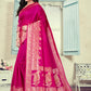 Vedant Vastram Litchi Silk Designer Banarasi Saree - Magenta | Swadesiicart