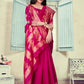 Vedant Vastram Litchi Silk Designer Banarasi Saree - Magenta | Swadesiicart