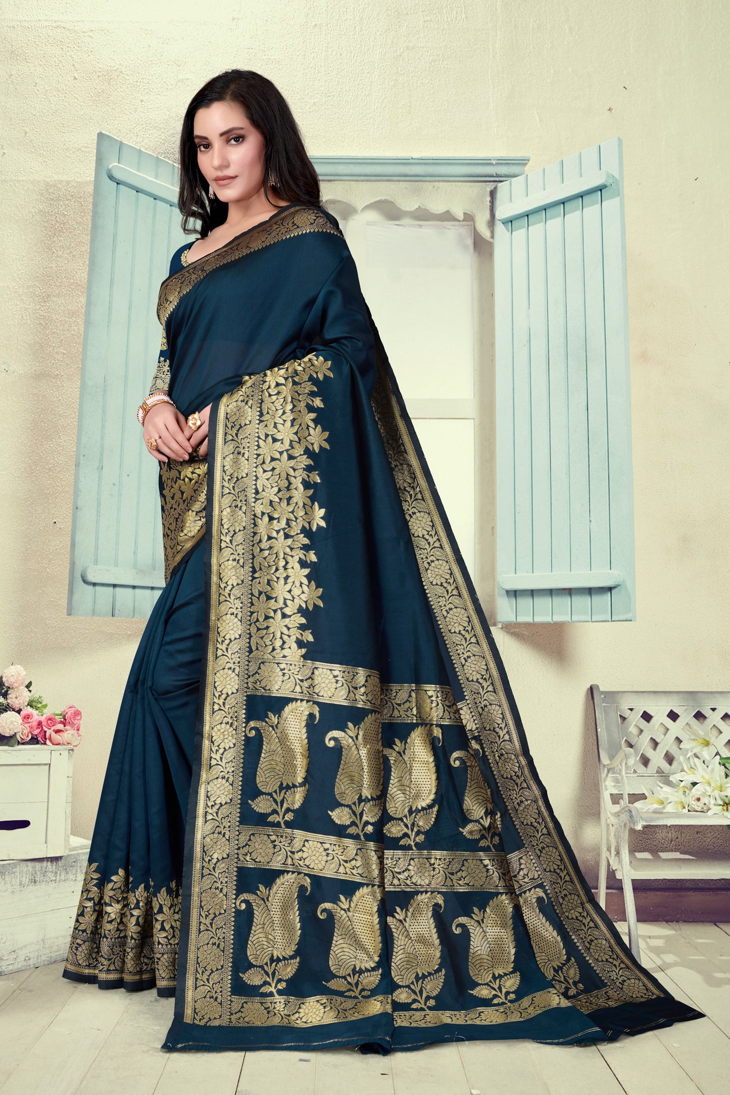 Vedant Vastram Litchi Silk Designer Banarasi Saree - Morpich | Swadesiicart
